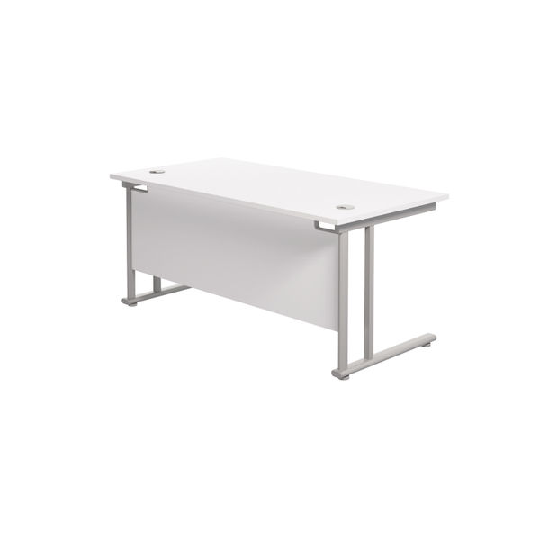 Jemini Rectangular Cantilever Desk 1800x800x730mm White/Silver KF807193