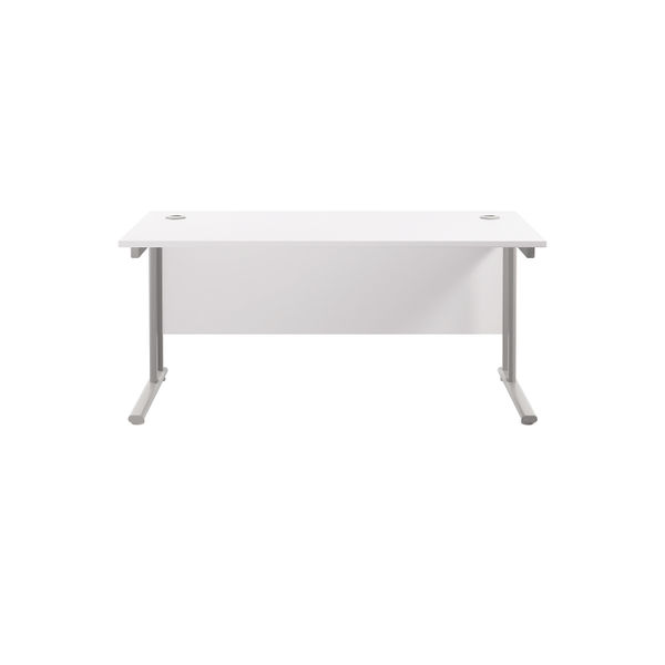 Jemini Rectangular Cantilever Desk 1800x800x730mm White/Silver KF807193