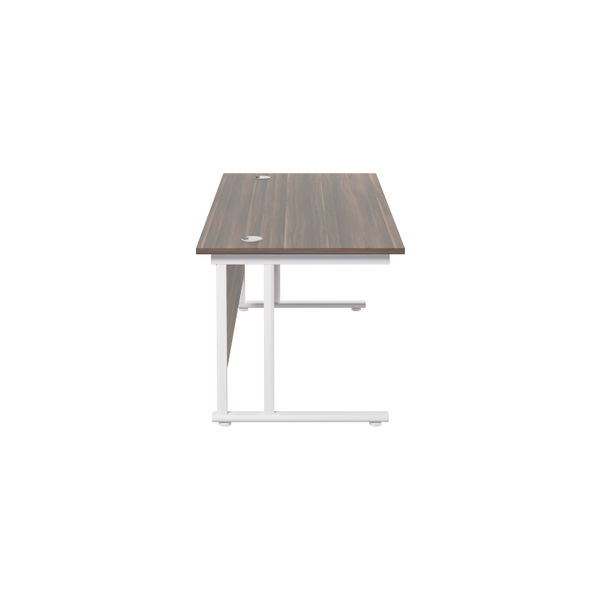 Jemini Rectangular Cantilever Desk 1800x800x730mm Dark Walnut/White KF807278