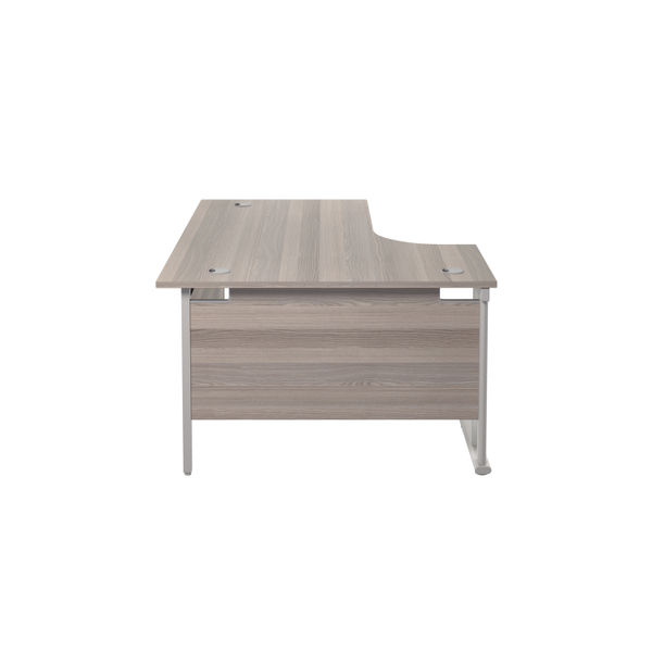 Jemini Radial Left Hand Cantilever Desk 1600x1200x730mm Grey Oak/Silver KF807537