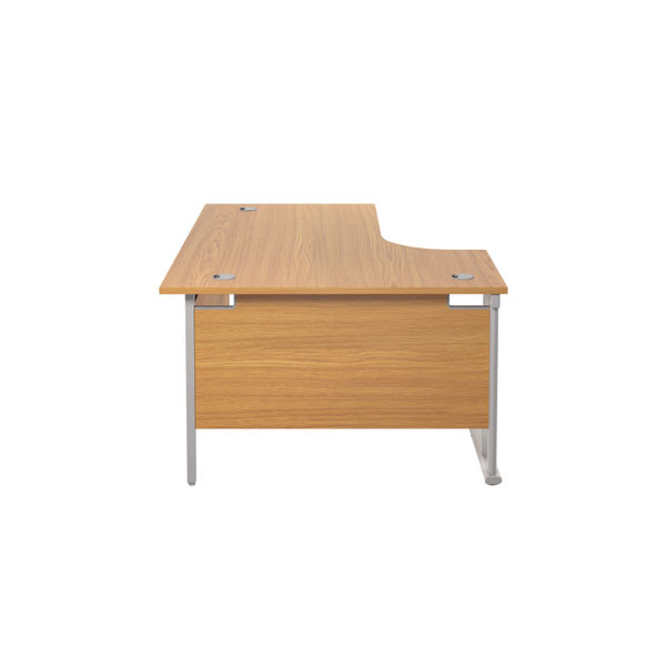 Jemini Radial Left Hand Cantilever Desk 1600x1200x730mm Nova Oak/Silver KF807544