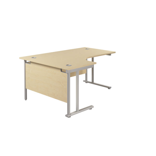 Jemini Radial Left Hand Cantilever Desk 1600x1200x730mm Maple/Silver KF807568