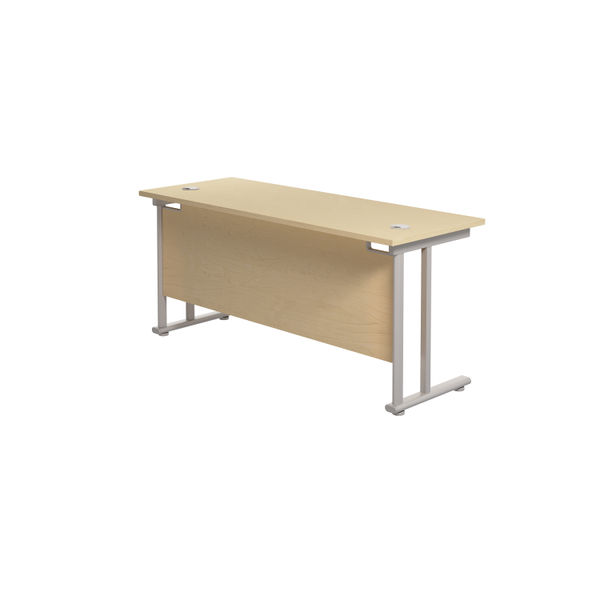 Jemini Rectangular Cantilever Desk 1600x600x730mm Maple/Silver KF806486