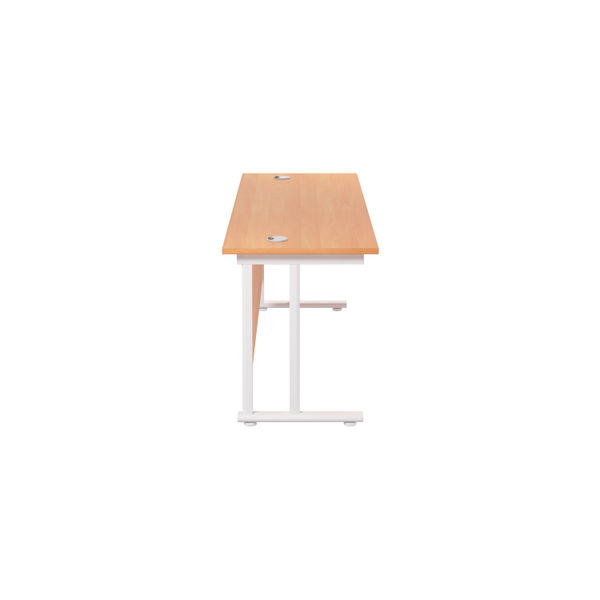 Jemini Rectangular Cantilever Desk 1600x600x730mm Beech/White KF806509