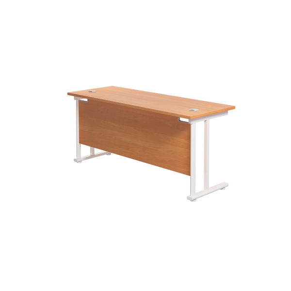 Jemini Rectangular Cantilever Desk 1600x600x730mm Beech/White KF806509