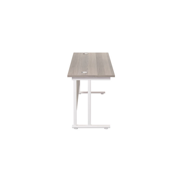 Jemini Rectangular Cantilever Desk 1600x600x730mm Grey Oak/White KF806516