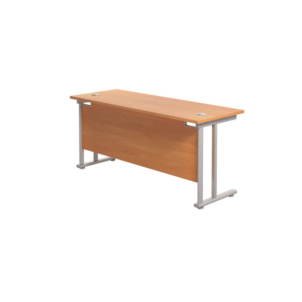 Jemini Rectangular Cantilever Desk 1800x600x730mm Beech/Silver KF806561