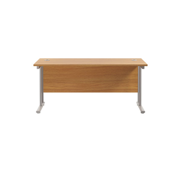 Jemini Rectangular Cantilever Desk 1800x600x730mm Nova Oak/Silver KF806585