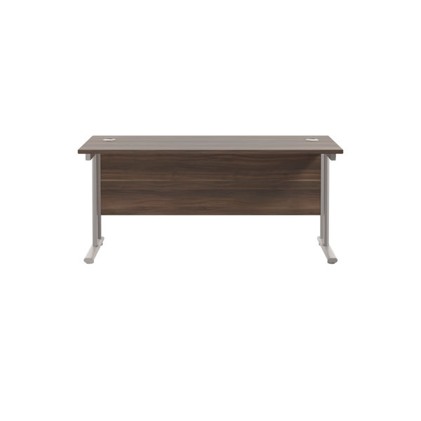 Jemini Rectangular Cantilever Desk 1800x600x730mm Dark Walnut/Silver KF806615