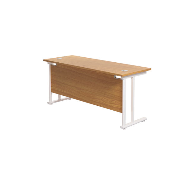 Jemini Rectangular Cantilever Desk 1800x600x730mm Nova Oak/White KF806646