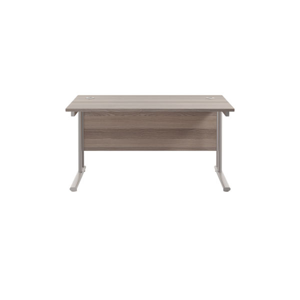 Jemini Rectangular Cantilever Desk 1200x800x730mm Grey Oak/Silver KF806813