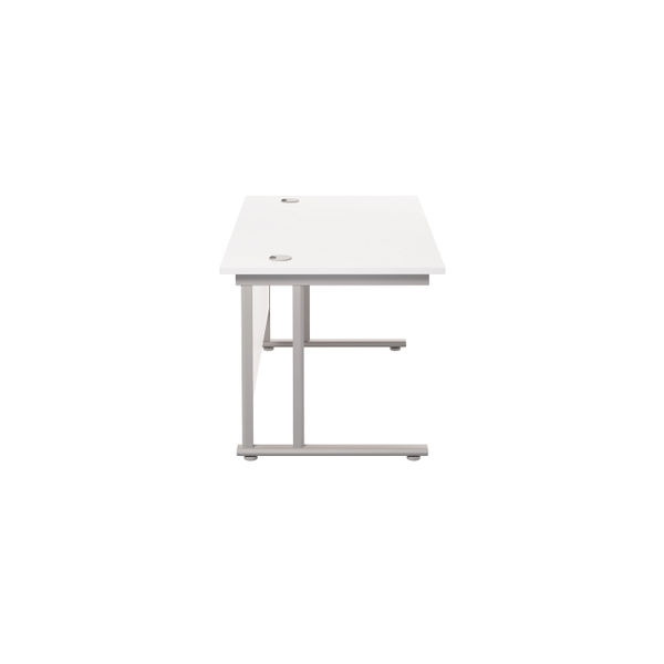 Jemini Rectangular Cantilever Desk 1200x800x730mm White/Silver KF806837