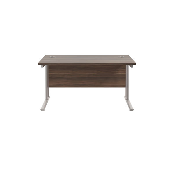 Jemini Rectangular Cantilever Desk 1200x800x730mm Dark Walnut/Silver KF806851