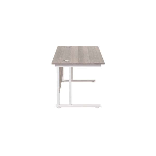 Jemini Rectangular Cantilever Desk 1200x800x730mm Grey Oak/White KF806875