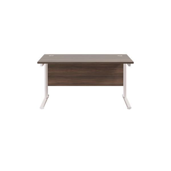 Jemini Rectangular Cantilever Desk 1200x800x730mm Dark Walnut/White KF806912