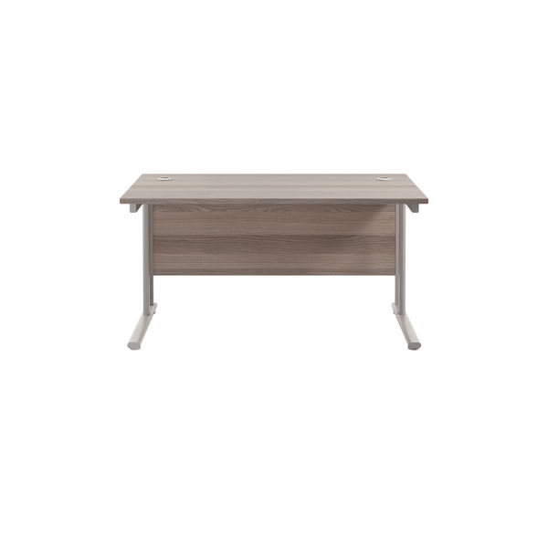 Jemini Rectangular Cantilever Desk 1400x800x730mm Grey Oak/Silver KF806936