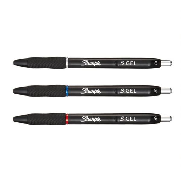 Sharpie S-Gel Black Medium Gel Pens, Pack of 3