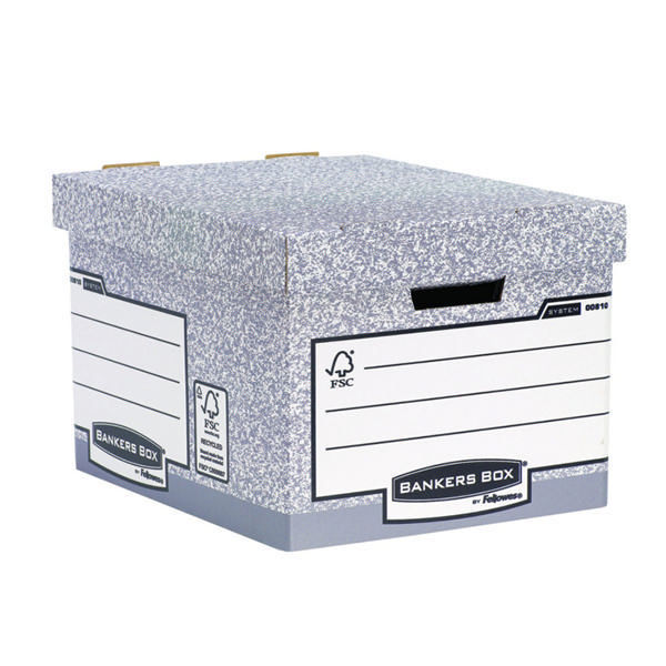 Bankers Box 00810-FF System Storage Box, Standard - Grey, Pack of 10