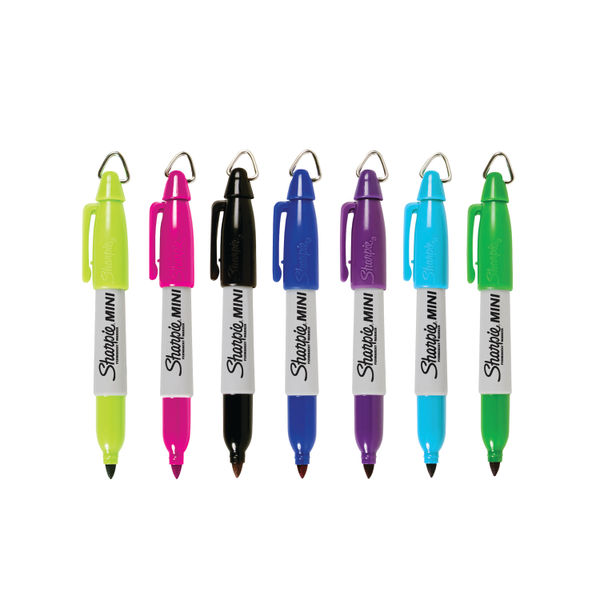 Sharpie Mini Permanent Markers with Key Ring Pocket-Sized Fine Point Assorted (Pack of 72) S0811300