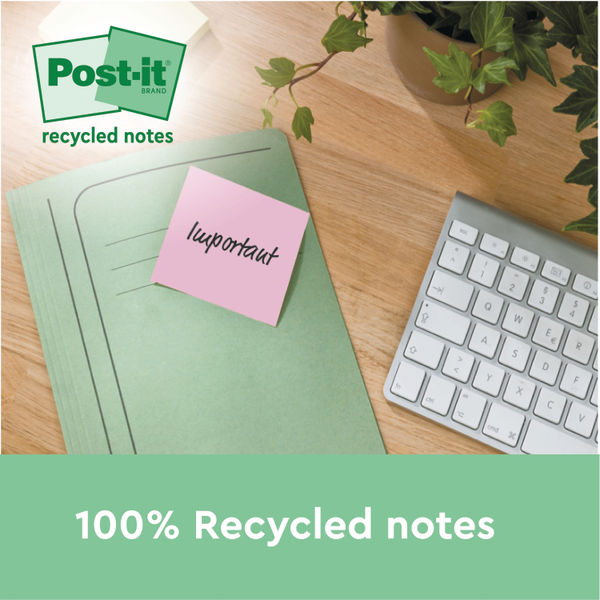 Post-it Recycled Ast Colour 76x127mm 100 Sheet (Pack of 16) 7100259665