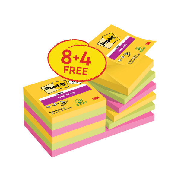 Post-it Z Carnival Colour 76x76mm 90 (Pack of 8 Plus 4FOC) 7100259663