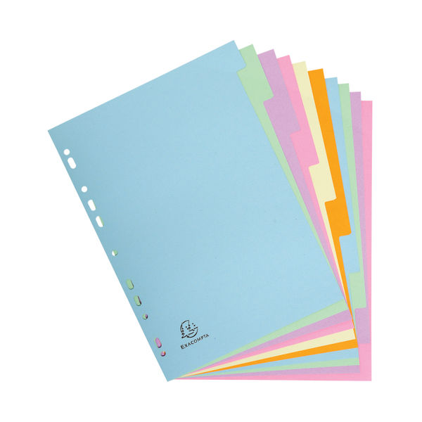 Exacompta Recycled A4 Pastel 10-Part Dividers