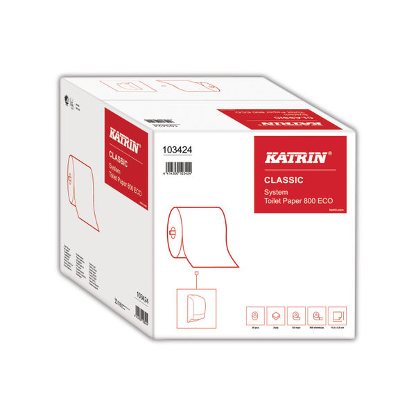 Katrin Classic ECO Toilet Roll 2-Ply 800 Sheets (Pack of 36) 103424