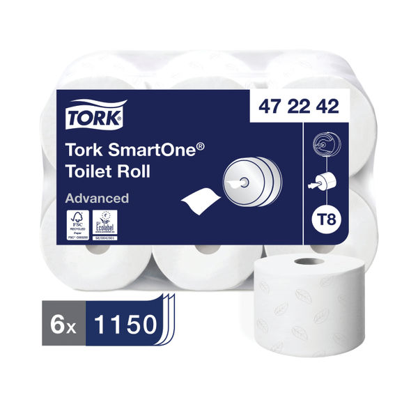 Tork T8 SmartOne Toilet Roll 2-Ply 1150 Sheets (Pack of 6) 472242