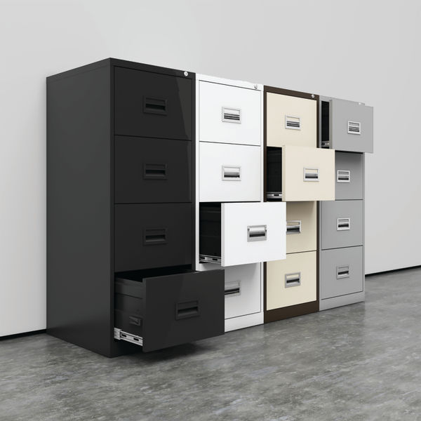 Talos 4 Drawer Filing Cabinet 465x620x1300mm Black KF78770
