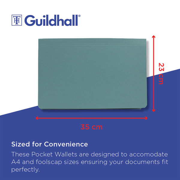 Exacompta Guildhall Full Flap Pocket Wallet Foolscap Blue (Pack of 50) PW2-BLU