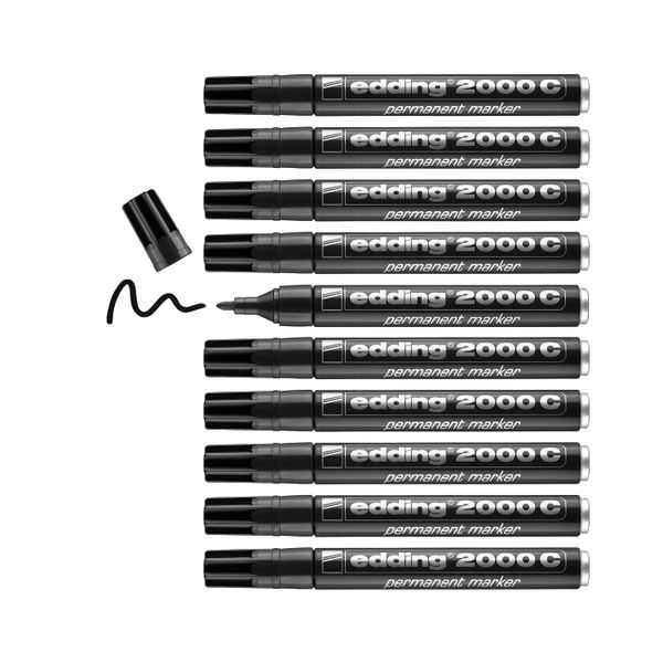 Edding 2000C Permanent Marker Bullet Tip Black (Pack of 10) 2000C-001