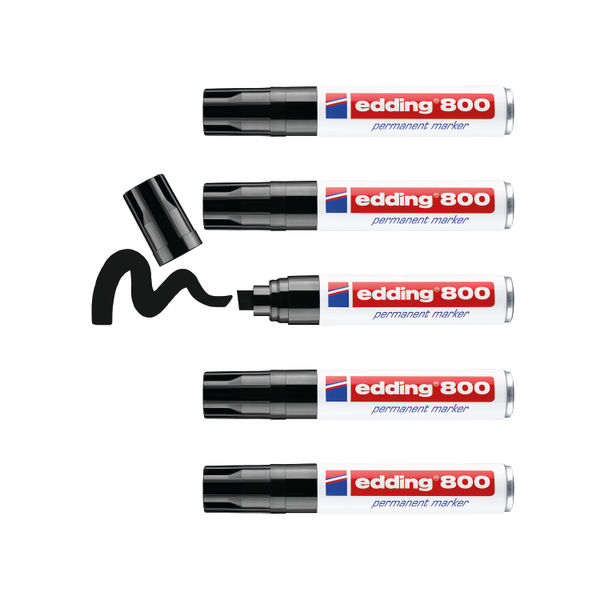 Edding 800 Chisel Tip Permanent Marker Extra Large Black (Pack of 5) 800/5-001