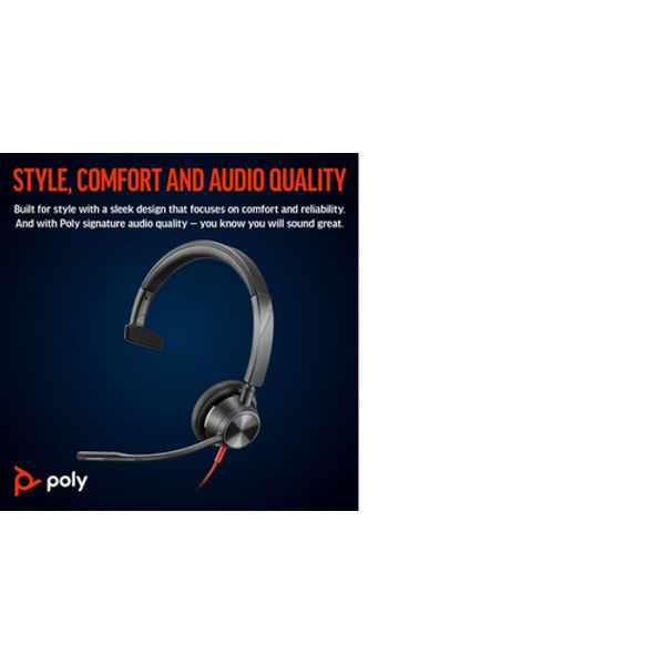 Poly Blackwire 3315 Monaural 3.5mm + USB-C/A Headset 8X217AA