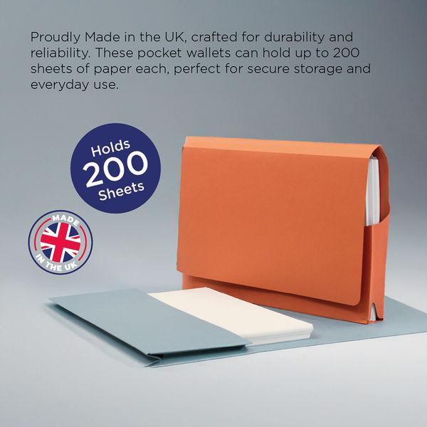 Exacompta Guildhall Full Flap Pocket Wallet Foolscap Orange (Pack of 50) PW2-ORG