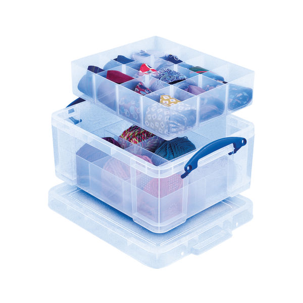 Really Useful Clear 21 Litre Plastic Divided Storage Box 21C+6T+12T