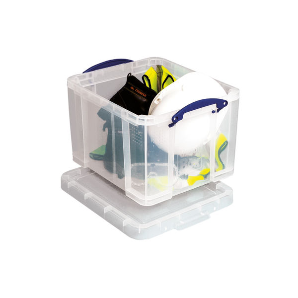 Really Useful 35L Plastic Storage Box With Lid W480xD390xH310mm Clear 35C