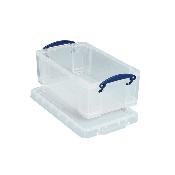 Really Useful 9L Storage Box With Lid and Clip Lock Handles Clear 9C