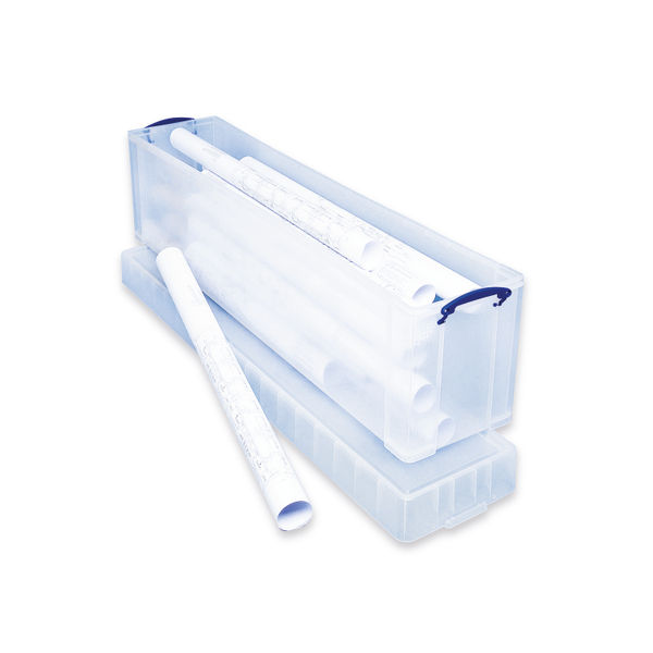 Really Useful 77L Plastic Storage Box and Lid Clip Lock Handles Clear