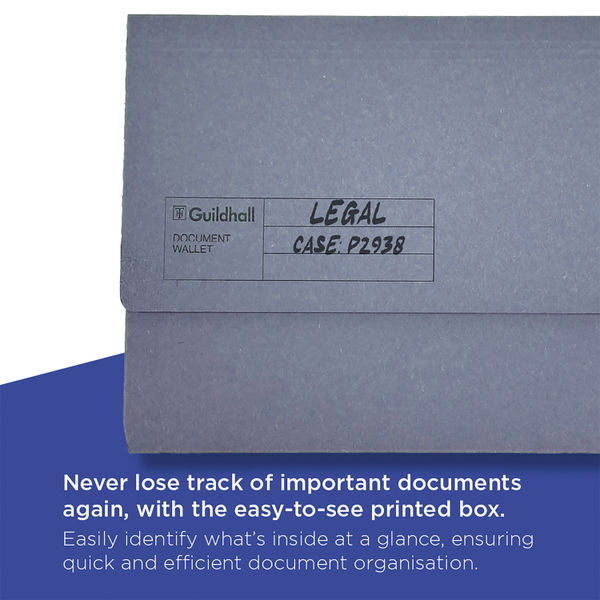 Exacompta Guildhall Document Wallet Foolscap Blue (Pack of 50) GDW1-BLU