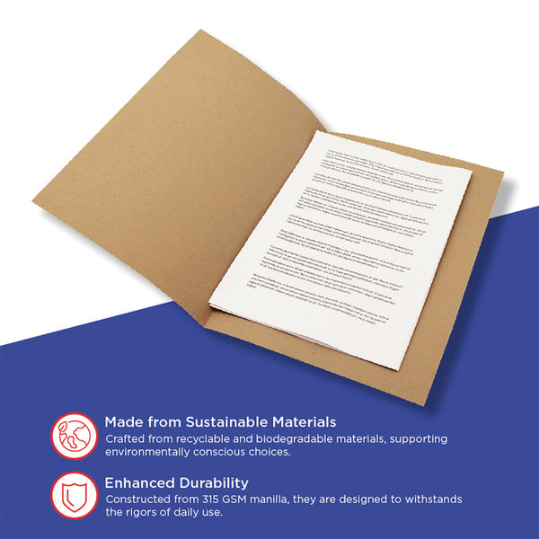Exacompta Guildhall Square Cut Folder 315gsm Foolscap Buff (Pack of 100) FS315-BUFZ