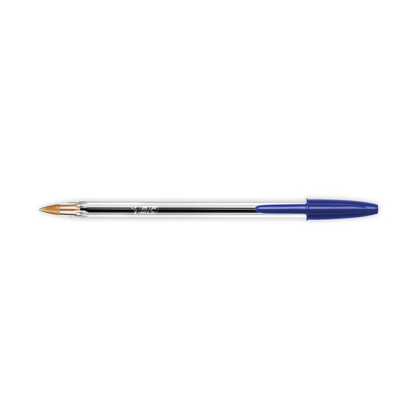 BIC Medium Blue Cristal Transparent Ballpoint Pens, Pack of 50 - 8373601