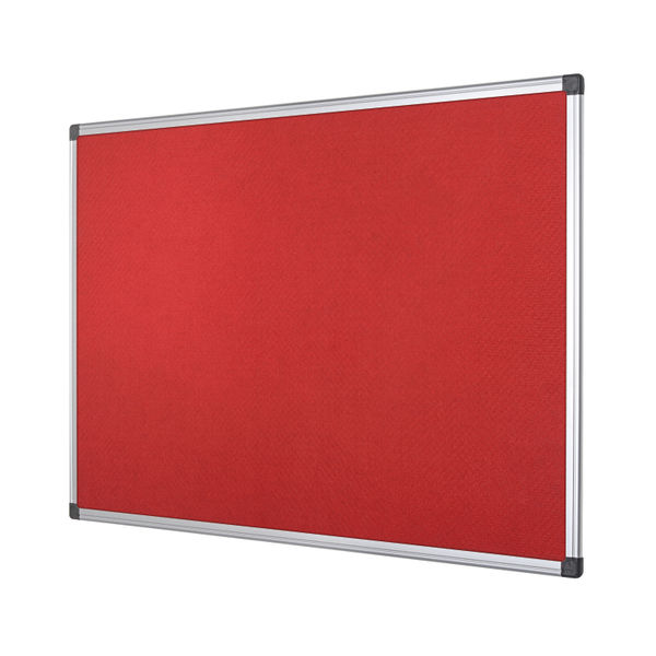 Bi-Office Aluminium Trim Felt Notice Board 1200x900mm Red FA0546170