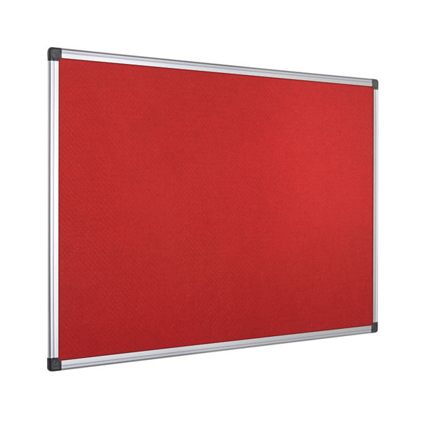 Bi-Office Aluminium Trim Felt Notice Board 1200x900mm Red FA0546170