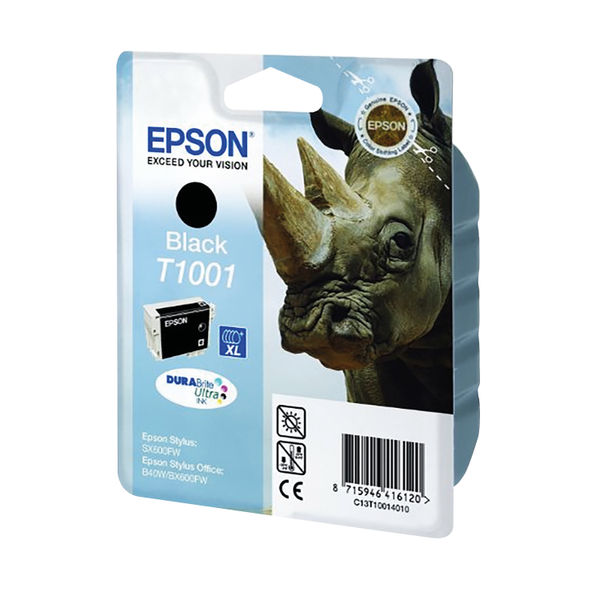 Epson T1001 Ink Cartridge DURABrite Ultra XL High Yield Rhino Black C13T10014010