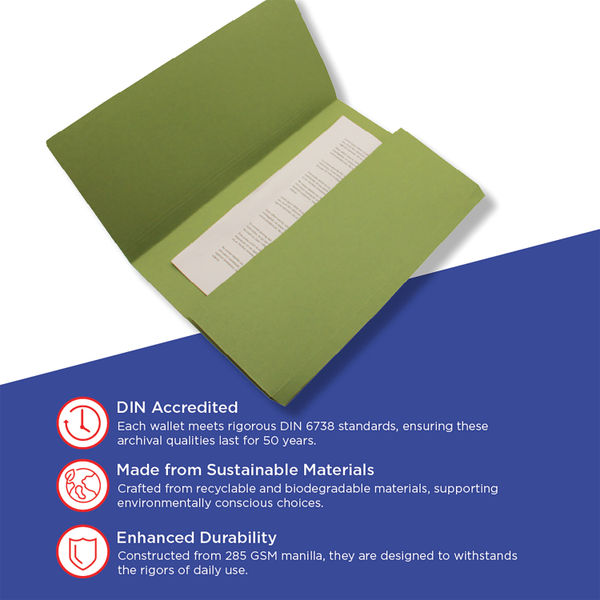 Exacompta Guildhall Document Wallet Foolscap Green (Pack of 50) GDW1-GRN