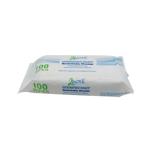 2Work Disinfectant Bactericidal Viricidal Wipes (Pack of 100) 2W07385
