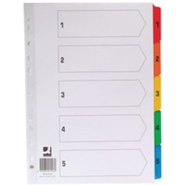 Q-Connect Multi-Punched A-Z 20-Part Reinforced Multi-Colour A4 Index Pre-Printed Tabs KF01523