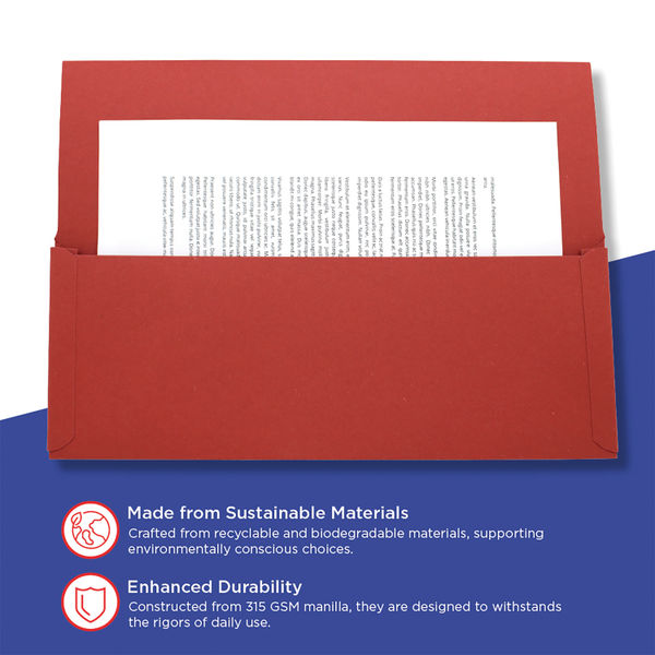 Exacompta Guildhall Brief Size Pocket Wallet 14x10in Red (Pack of 50) PW3-RED
