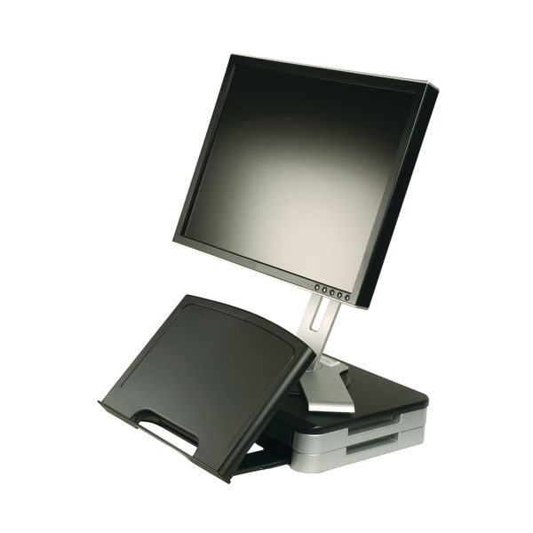 Q-Connect Monitor Stand with Built In Angled Copyholder Black KF10700