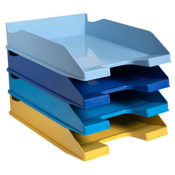 Exacompta Bee Blue Letter Trays Recycled A4 Set of 4 Assorted 113202SETD
